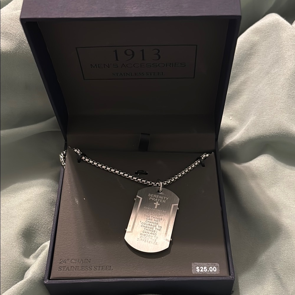 Men's Stainless Steel Dog Tag Necklace - Silver